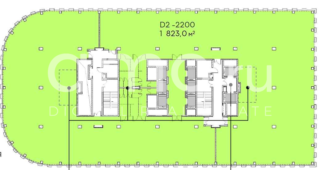 Планировка офиса 1823-11 024.1 м², 19 этаж, МФЦ «STONE Савеловская»