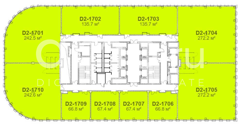 Планировка офиса 135.7-1165.2 м², 17 этаж, МФЦ «STONE Савеловская»