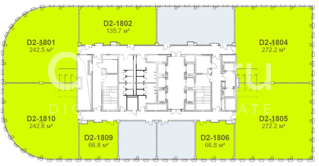 Планировка офиса 242.5-485.1 м², 18 этаж, МФЦ «STONE Савеловская»