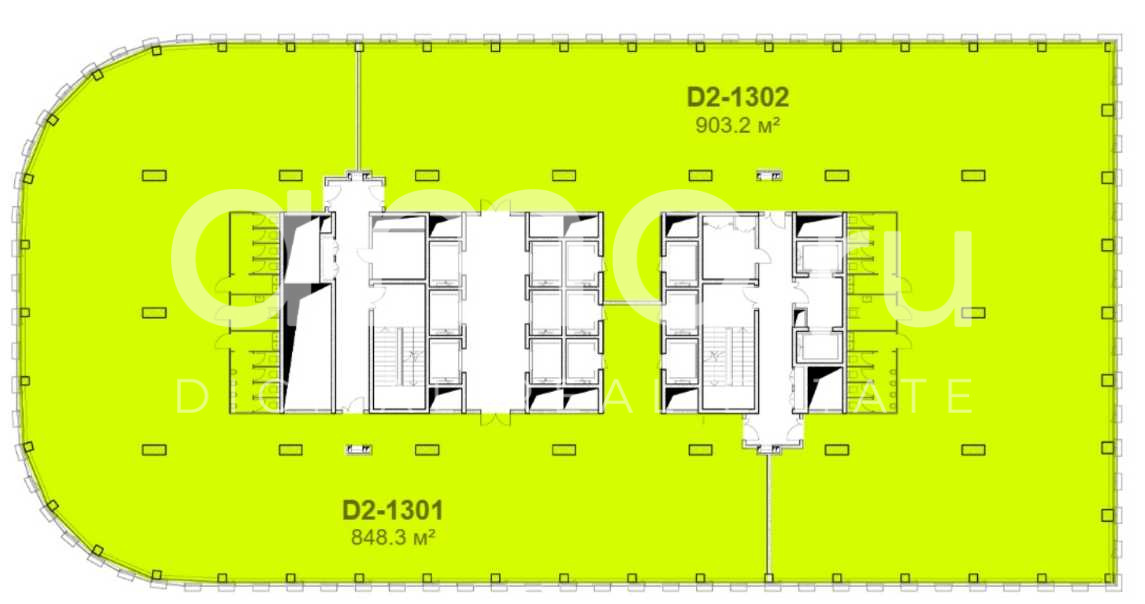 Планировка офиса 848.3-1751.5 м², 13 этаж, МФЦ «STONE Савеловская»